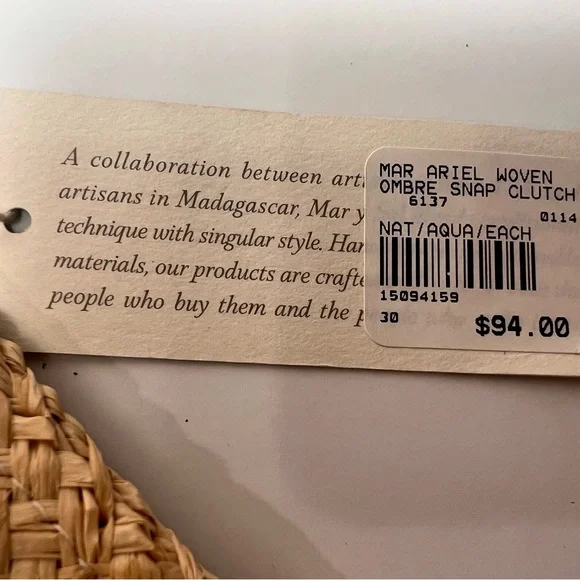 Mar Y Sol Woven Clutch with Blue and Tan Pattern - Picture 11 of 16